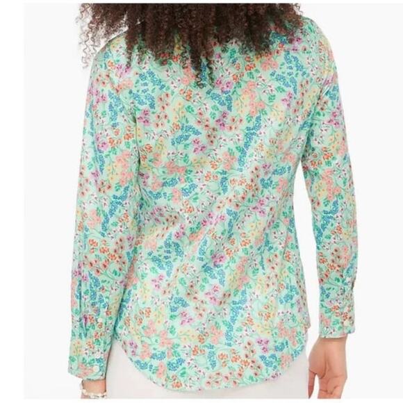 J. Crew Factory Lightweight Cotton Shirt Signature Fit Spearmint Floral Print S - Picture 2 of 11